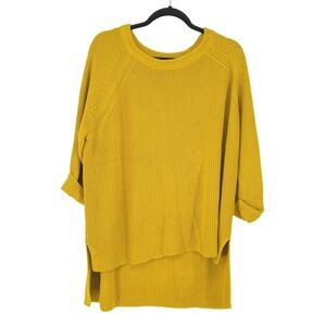 Womens Shaker Knit Oversized Chunky Mustard Yellow Sweater XXL Lagenlook Boho